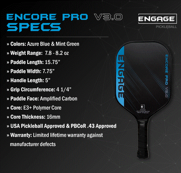 ENGAGE Encore Pro V3 - Pickleball Paddle - Image 3